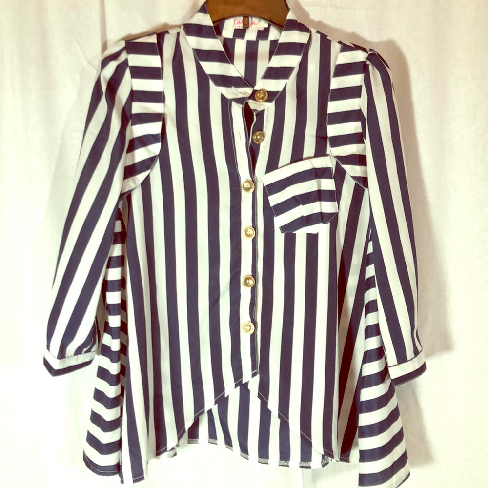 Dahlia Blouse Navy Blue & White size S